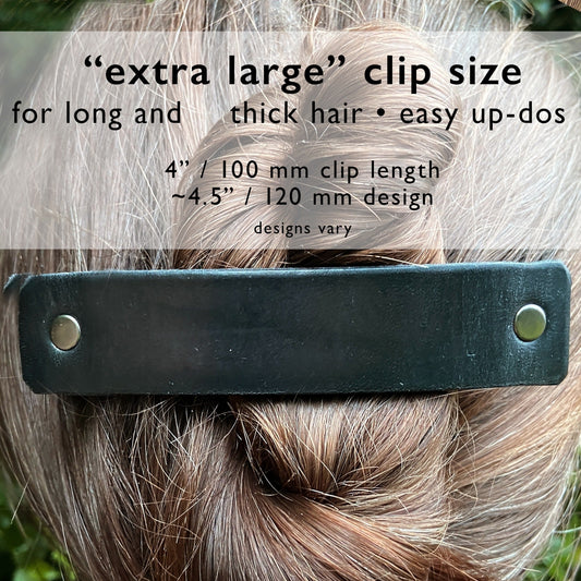 Purple and Silver Spirals Embossed Leather Hair Clip Barrette