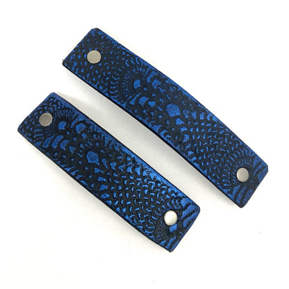 Cobalt Blue & Black Lace Texture Barrette and Earring Gift Set